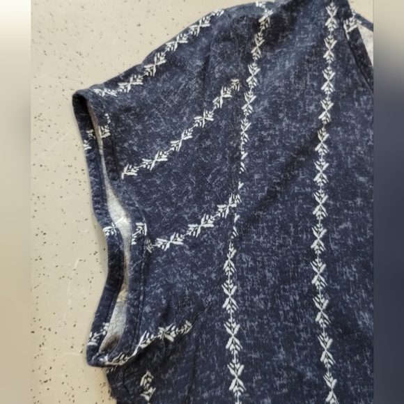 Sonoma Women M V Neck Pleaded Linen Blend Top Blouses for Office Work Business  - Picture 9 of 12